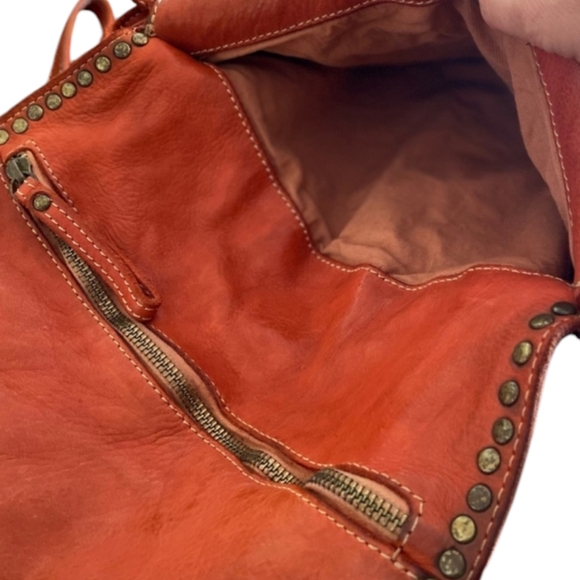 Costanza Rota Leather Studded Shoulder Crossbody Red Bag - Picture 5 of 8
